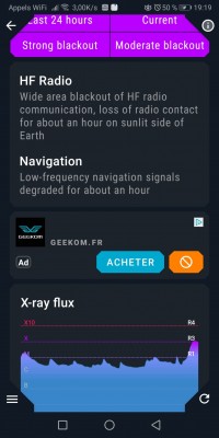 capture d'écran appli spaceweather